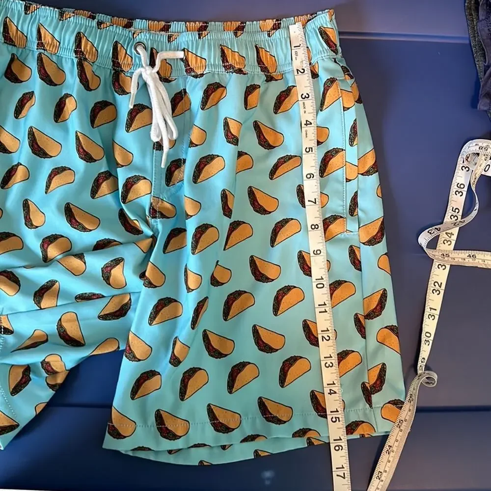 Lucky Brand Saturday Stretch Polyester Blend Blue Taco Swim Trunks